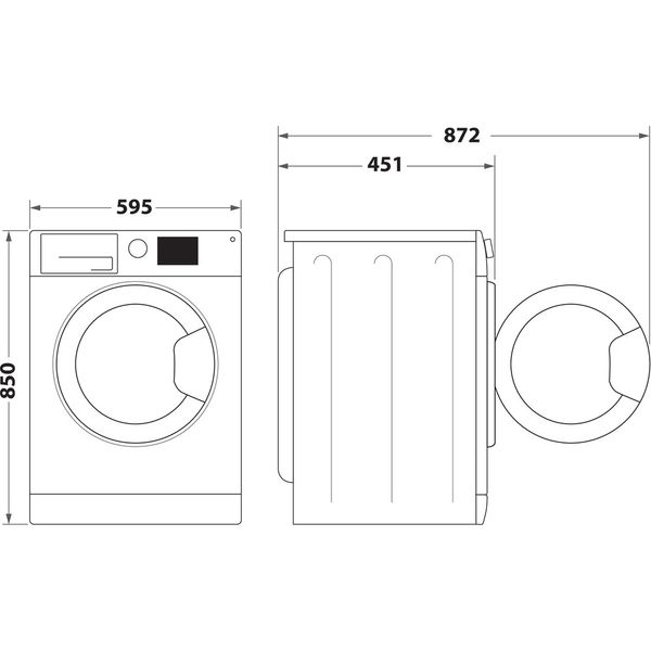 Whirlpool Lavabiancheria A libera installazione WSB 726 K IT Bianco Carica frontale A Technical drawing