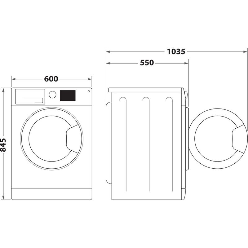 Whirlpool Lavabiancheria A libera installazione WAM 949WB IT Bianco Carica frontale A Technical drawing