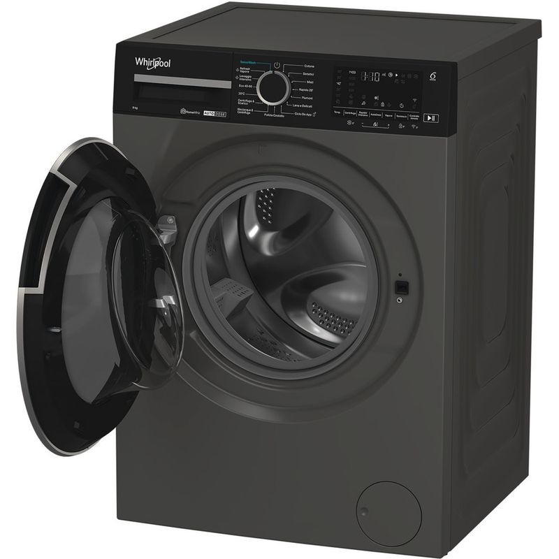 Whirlpool Lavabiancheria A libera installazione WPM 912G ADS IT Grigio Manhattan Carica frontale A Perspective open